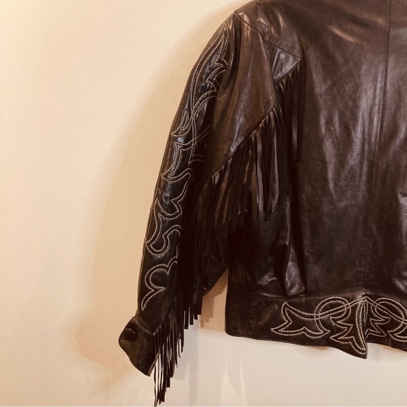 CLAUDE  MONTANA Sz 40 Fall/Winter 1984 Lambskin Leather Western Fringe Jacket - Picture 16 of 16